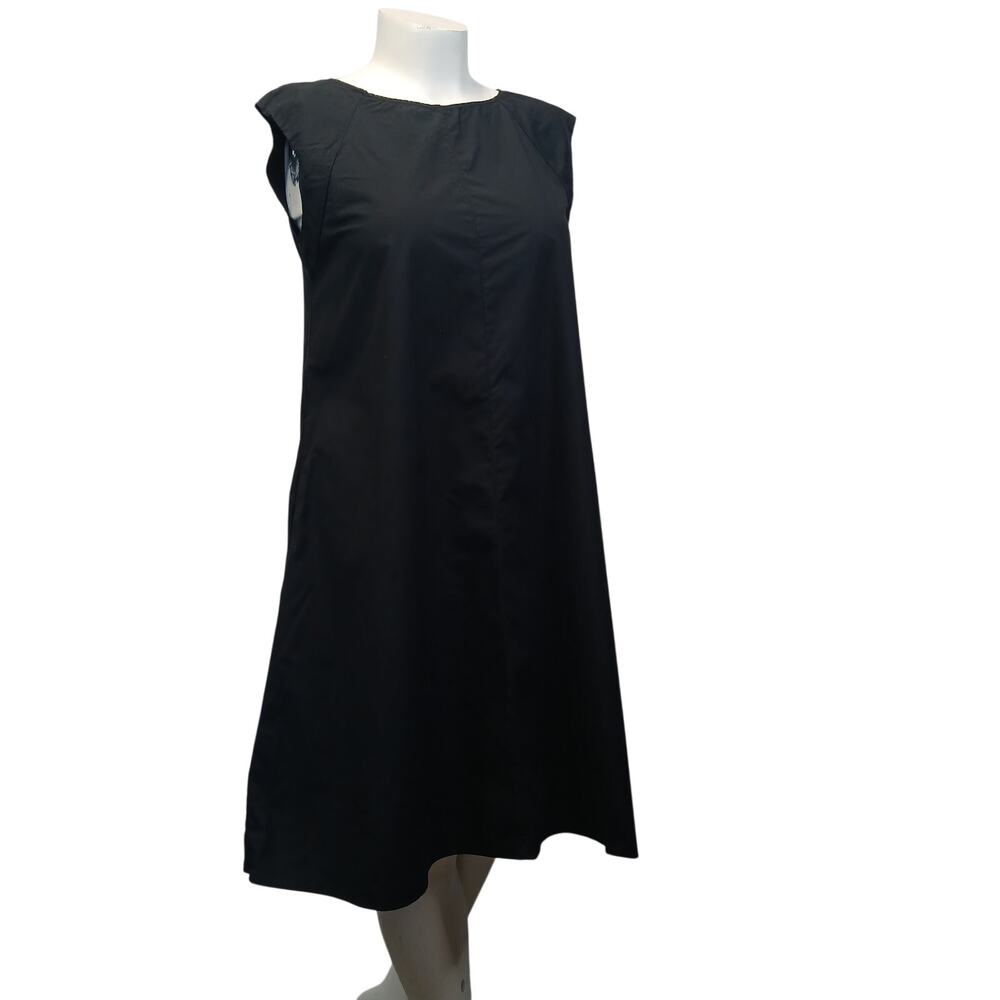 Uniqlo Womens Large Black Cap Sleeve A Line Shift Dress Stretch Cotton